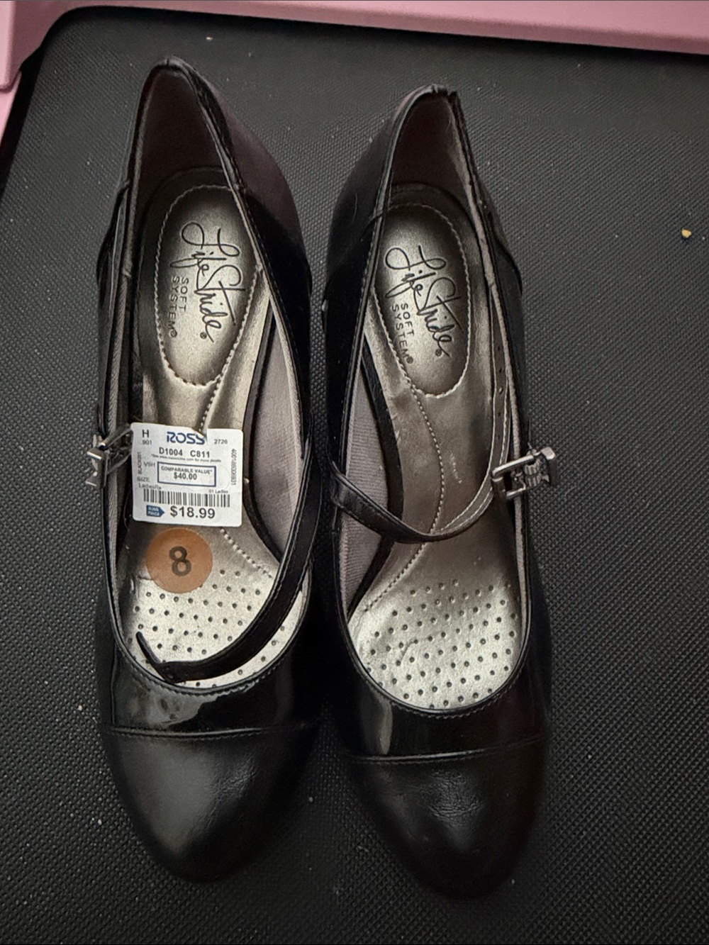 Life Stride Black Patent Mary Jane Heels